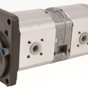 Rexroth - Doppel - Hydraulikpumpe (DIN 5482 B17x14) + Rechteckflansch (Ø 50,00 mm)